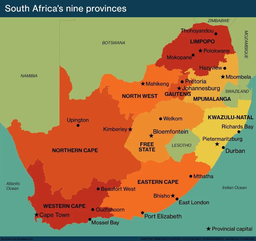 South Africa operational map